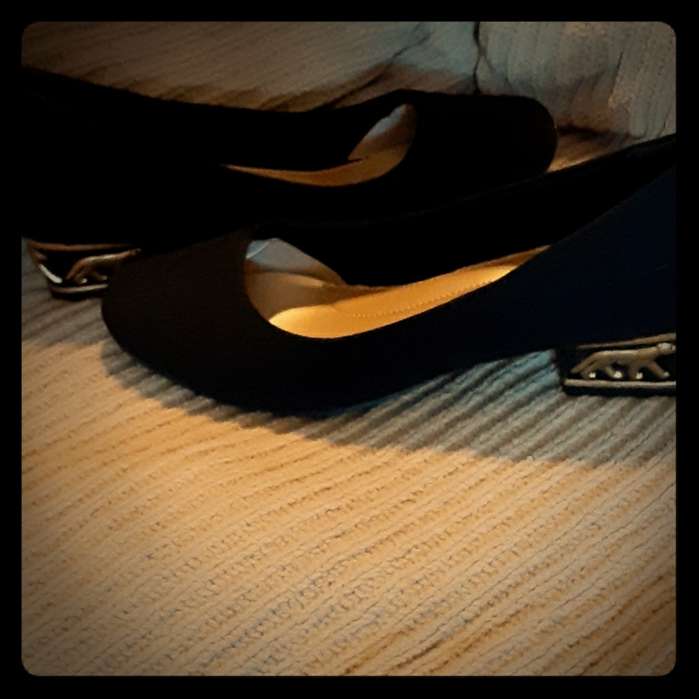 Statute Black Block Heel Animal  Print Velvet Dres